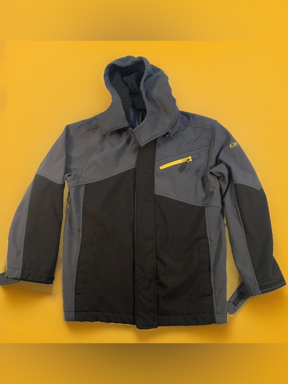 CB Casual Boys Full Zip Hooded Jacket Gray Black Size 10/12